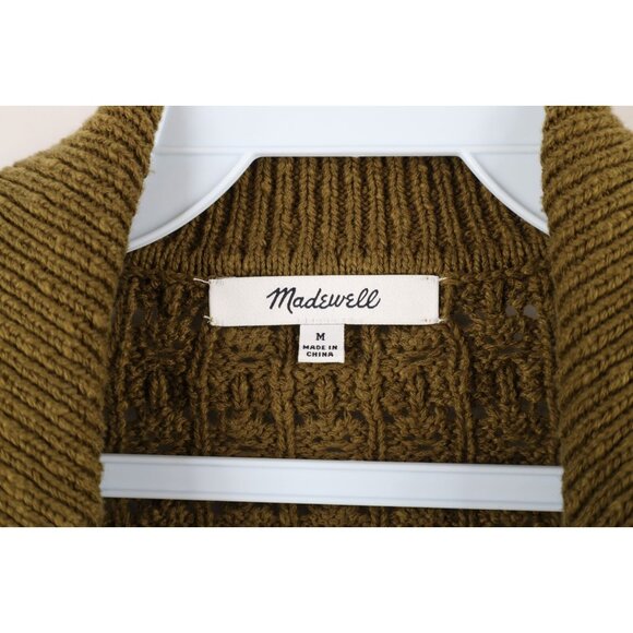Madewell Womens M Sunbury Open Stitch Merino Wool Blend Knit Collared Sweater - Picture 4 of 9